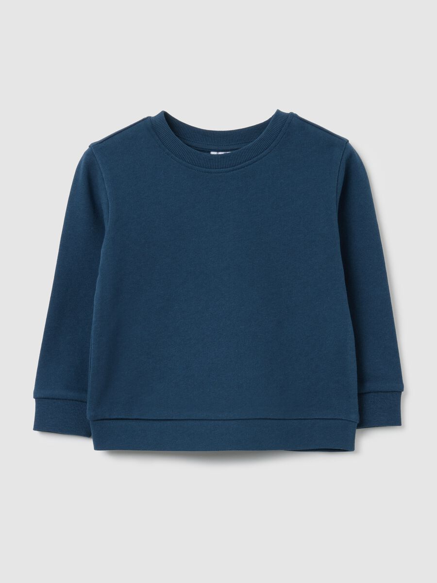 Blue cotton crew neck kids sweatshirt with regular fit_0