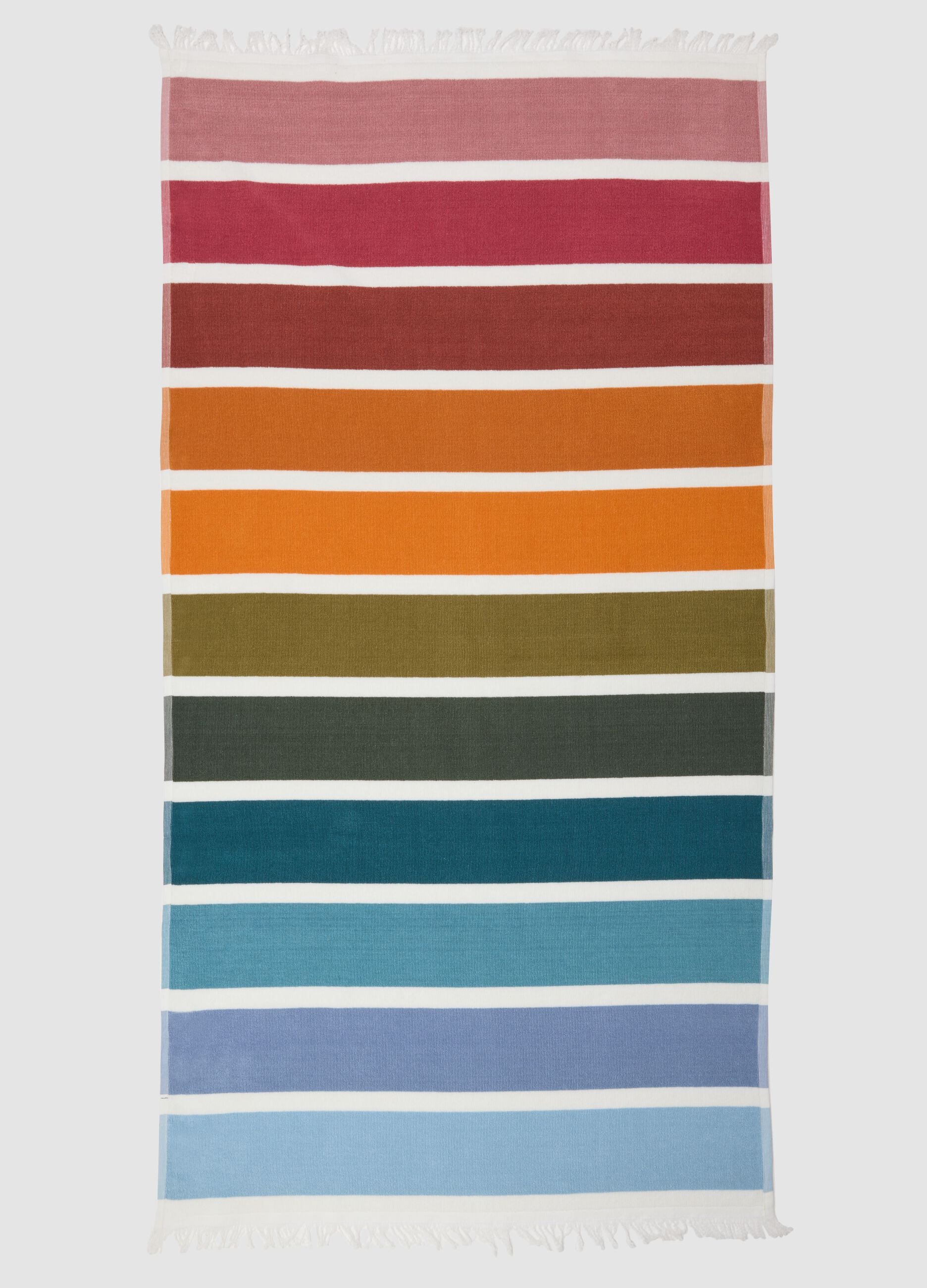 Multicolour pure cotton striped beach towel