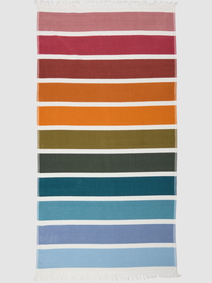Multicolour pure cotton striped beach towel_1