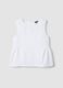 White linen-blend cotton top with ruffle hem for girls, regular fit_0