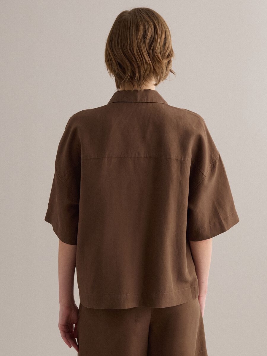 Brown Lyocell and Linen Blend Regular Fit Blazer_3