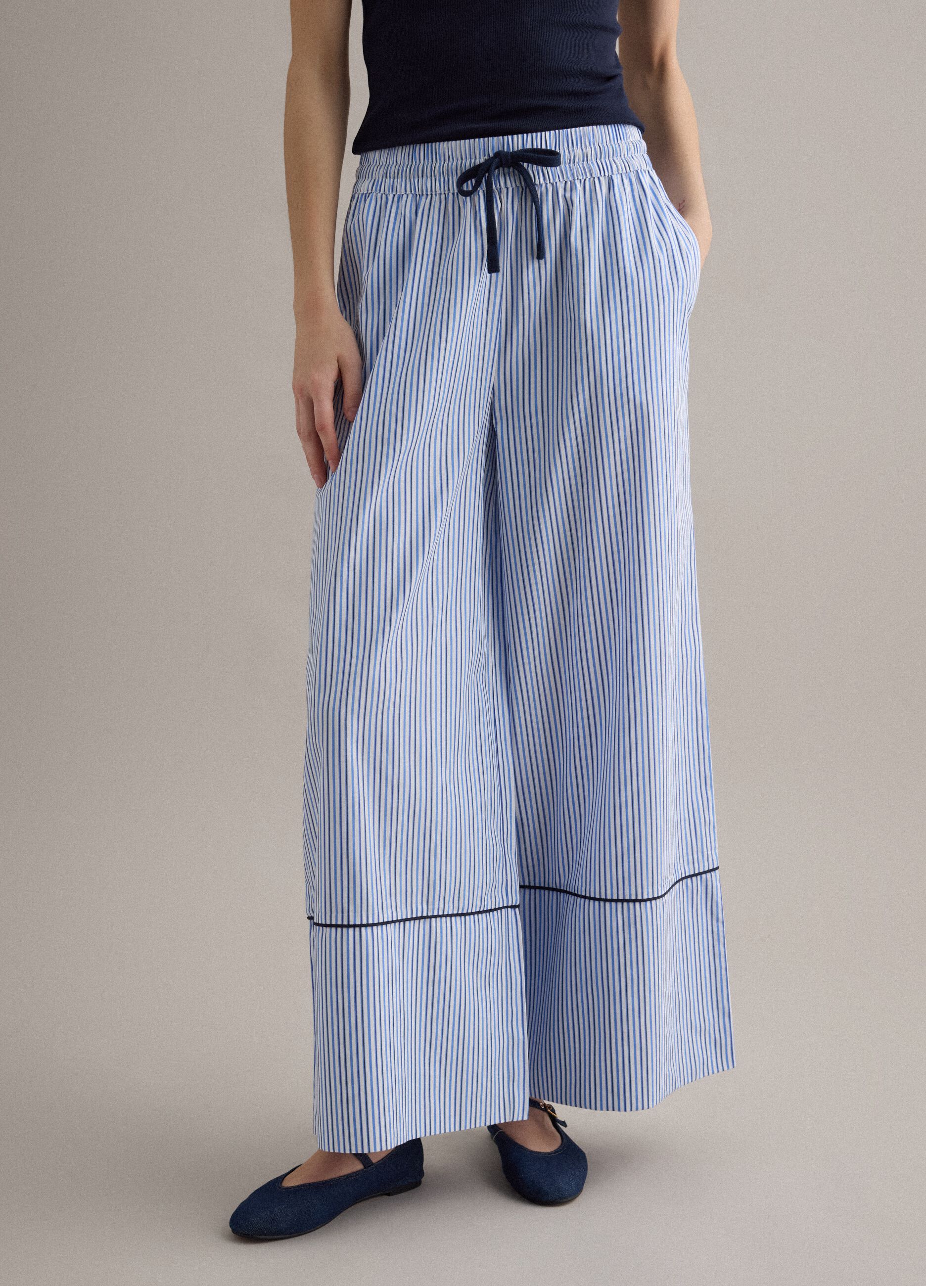 Light blue pure cotton palazzo trousers