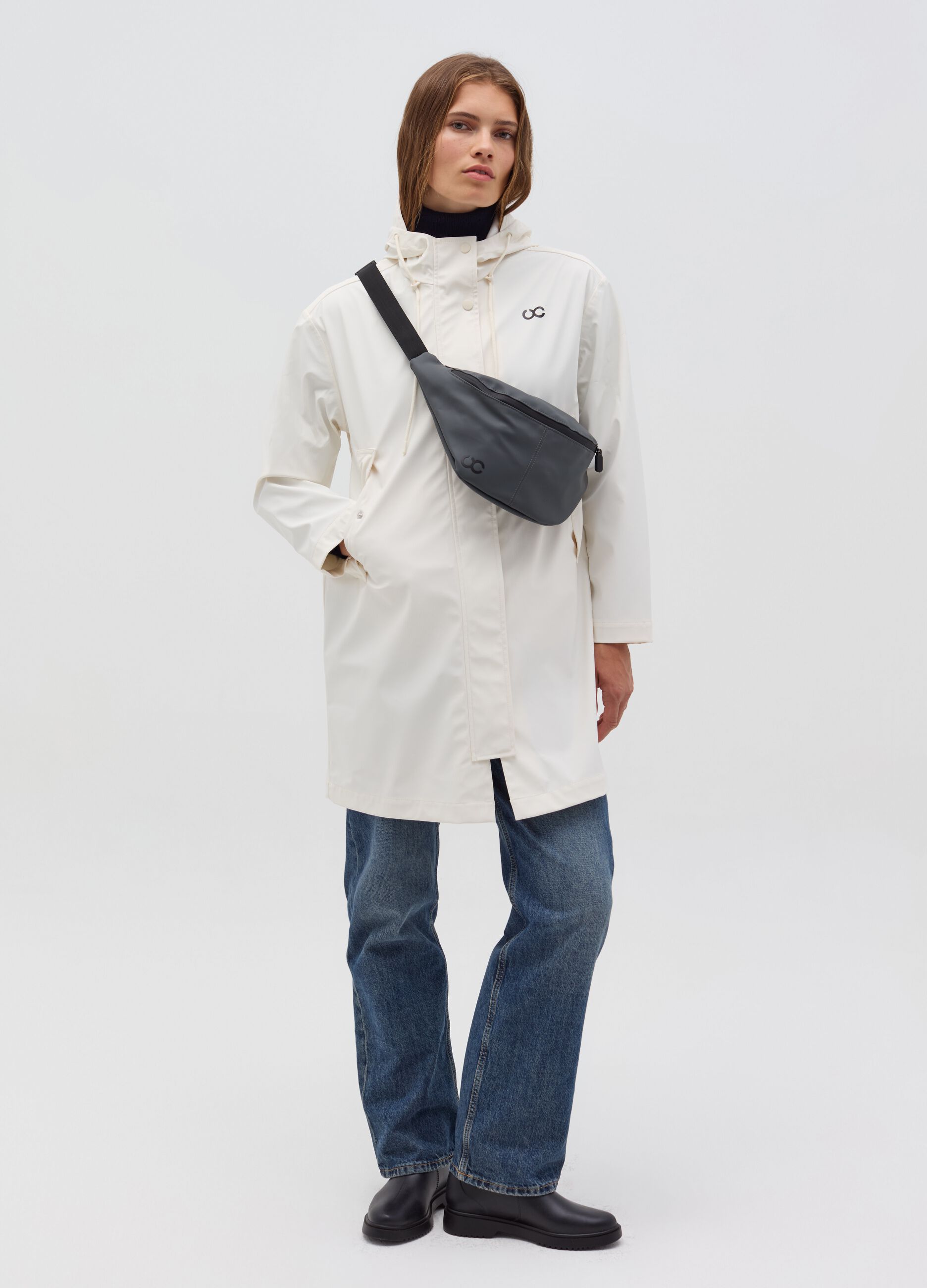 Waterproof parka with logo print