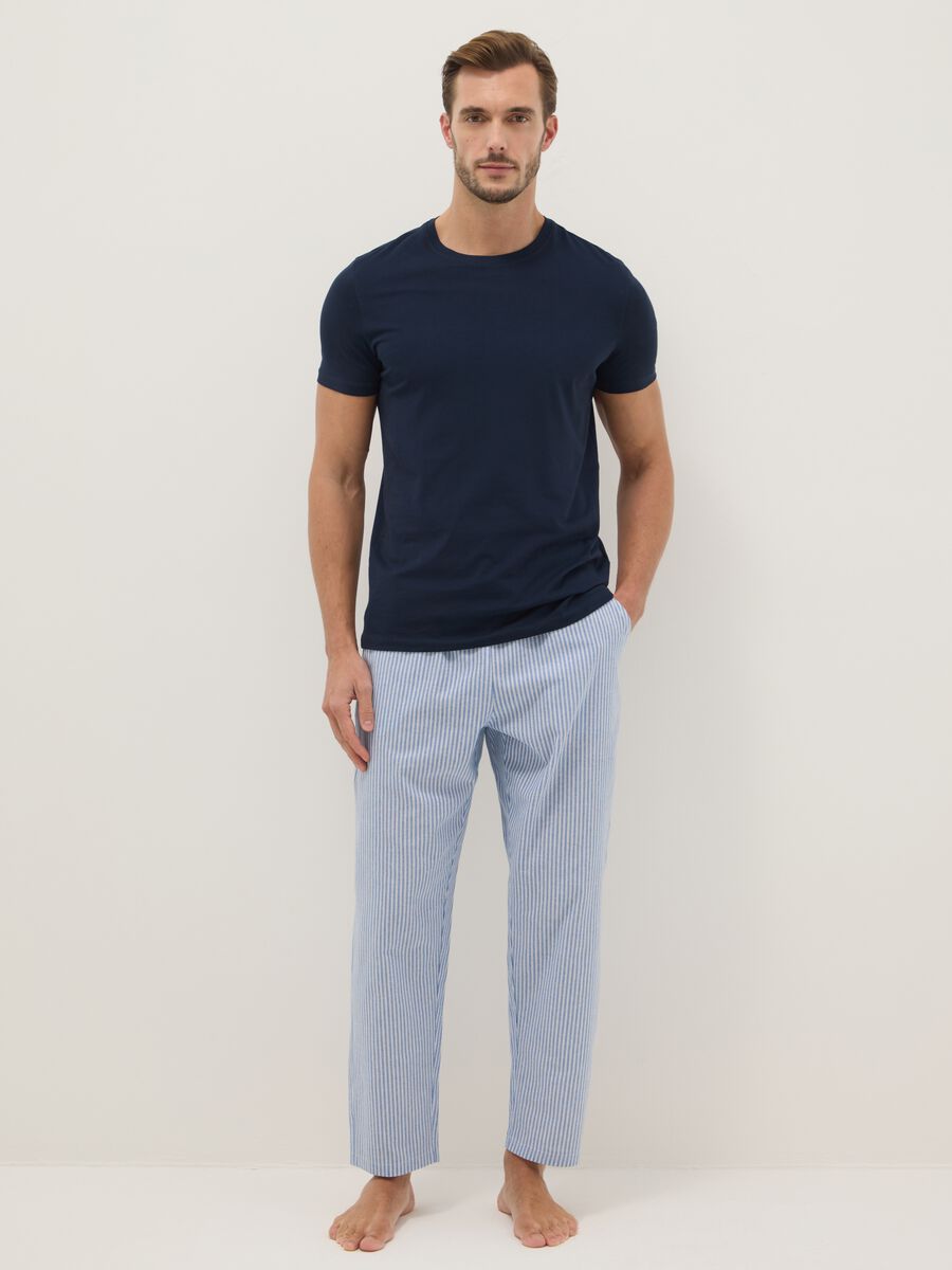 Multicolour striped pure cotton pyjama shorts regular fit_0