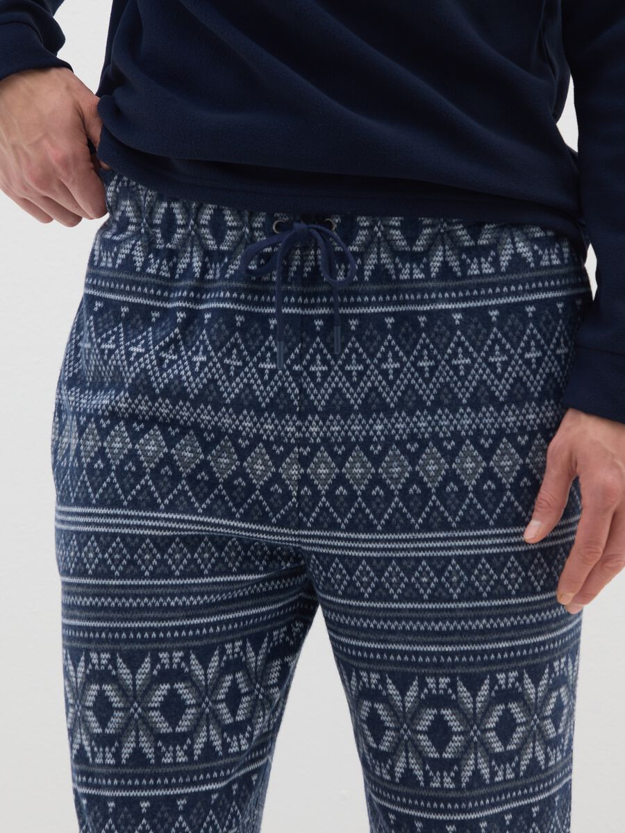 Multicolour regular fit pajama trousers with geometric pattern_3