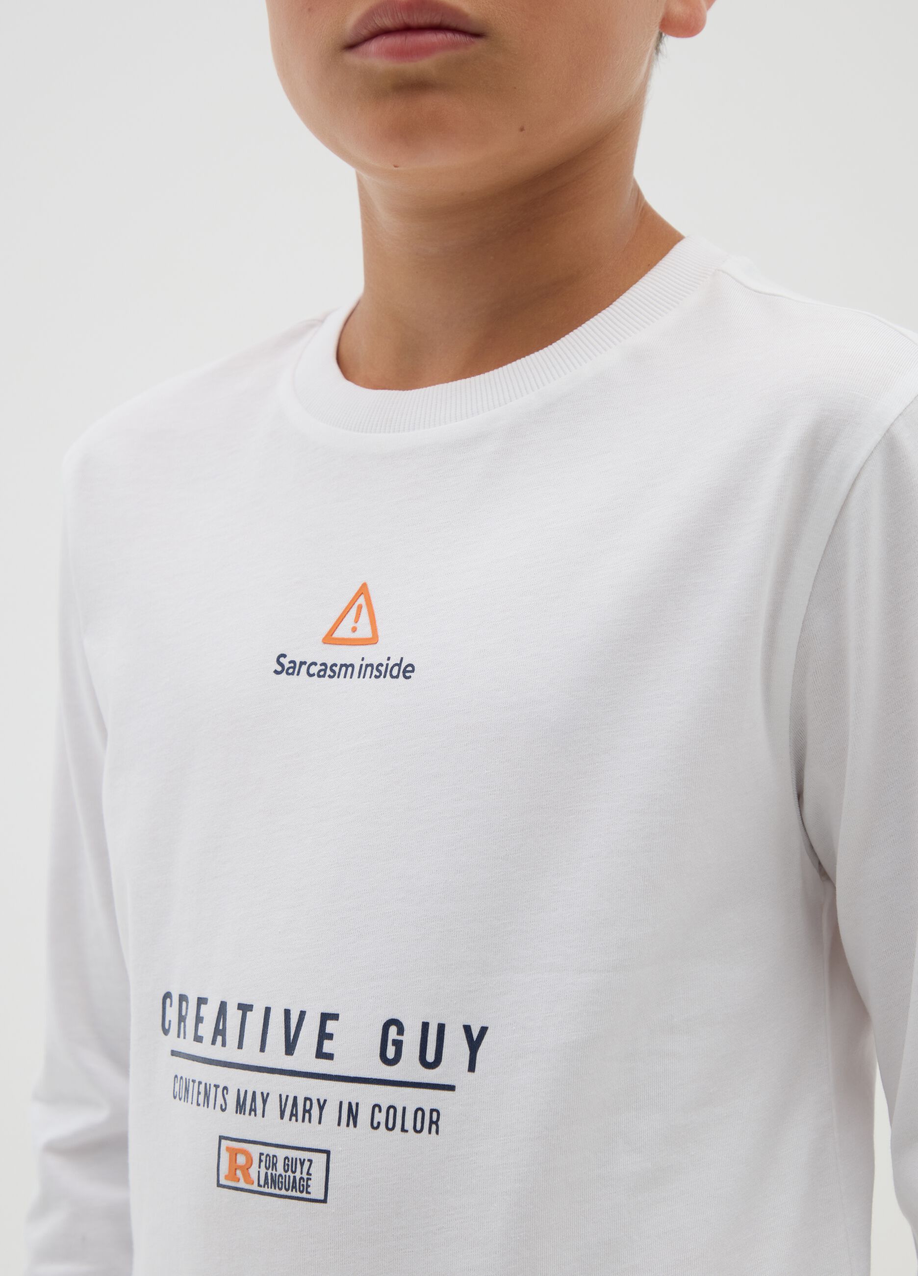 Boy's White Pure Cotton T-Shirt Regular Fit