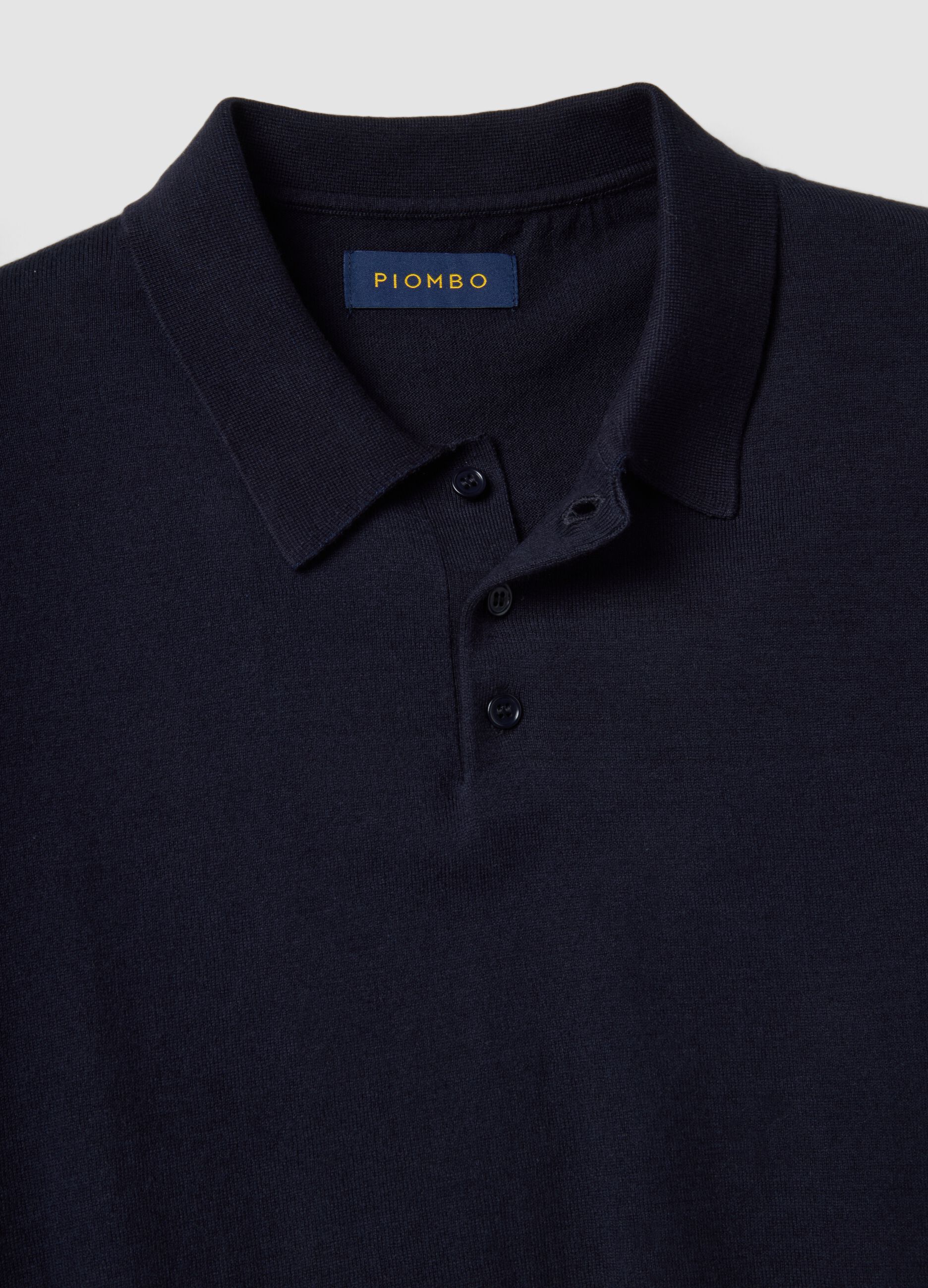 Regular fit blue polo in cotton, linen and silk blend