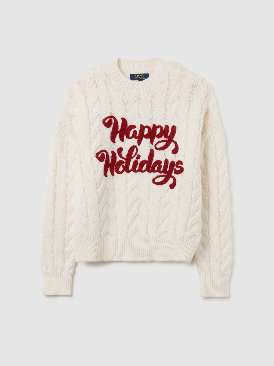 White Christmas Sweater Regular Fit with Writing_5