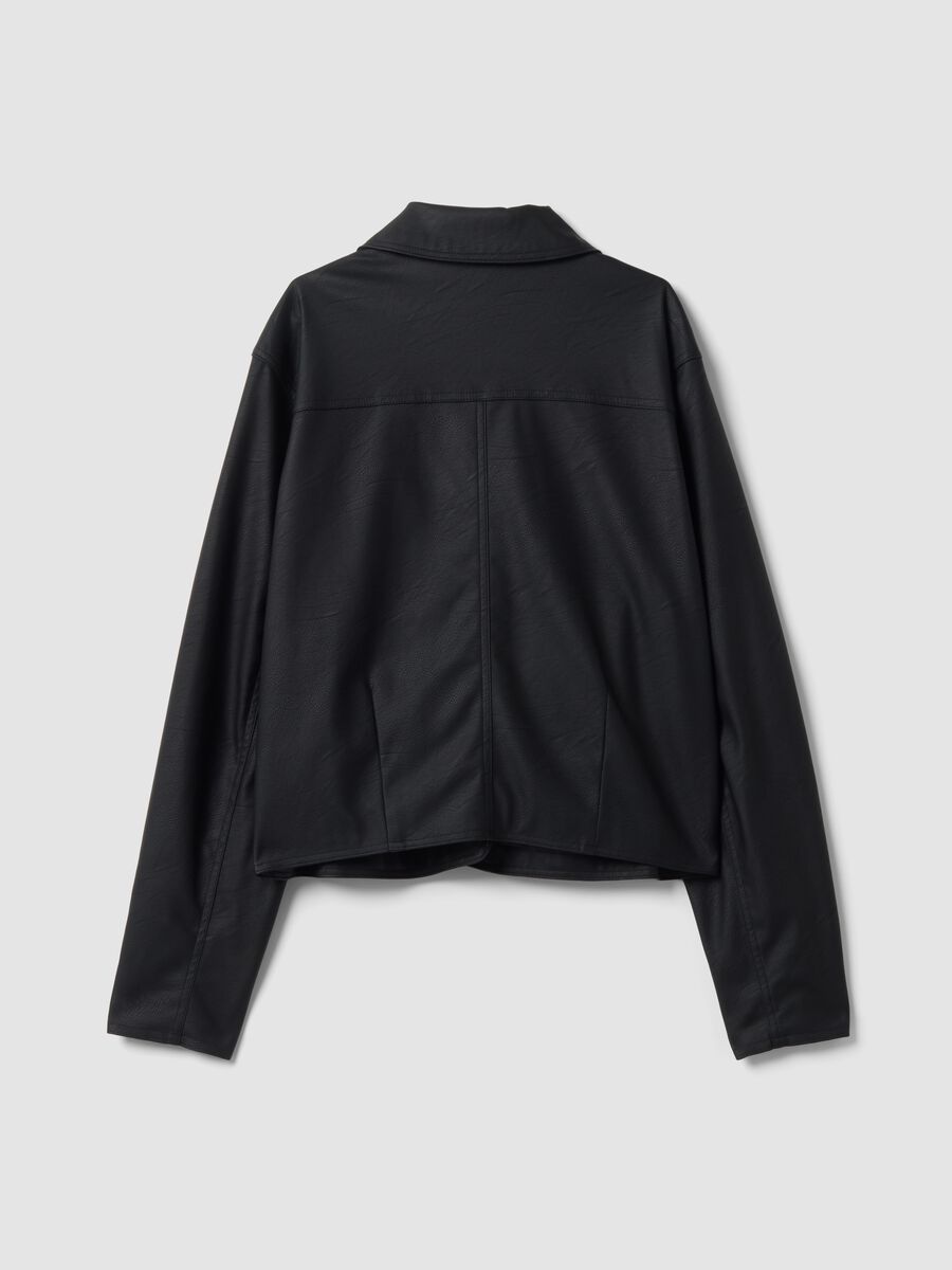 Giacca nera con zip e colletto slim fit_2