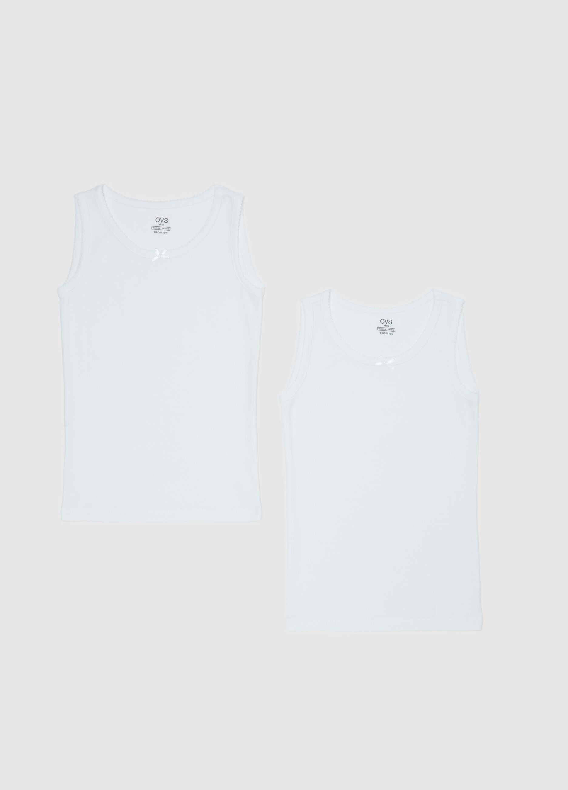 Bipack canotte in cotone bio con fiocchetto