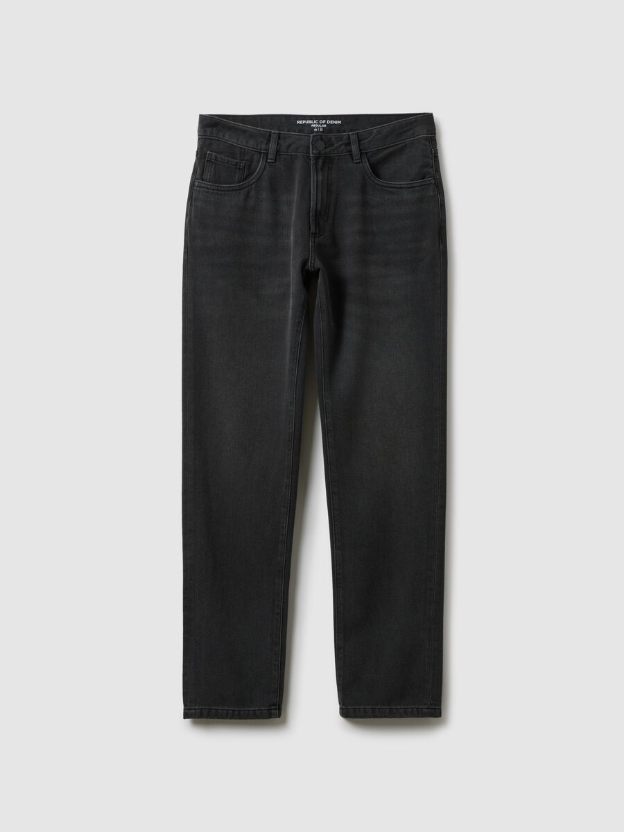 Jeans in misto cotone nero regular fit_4