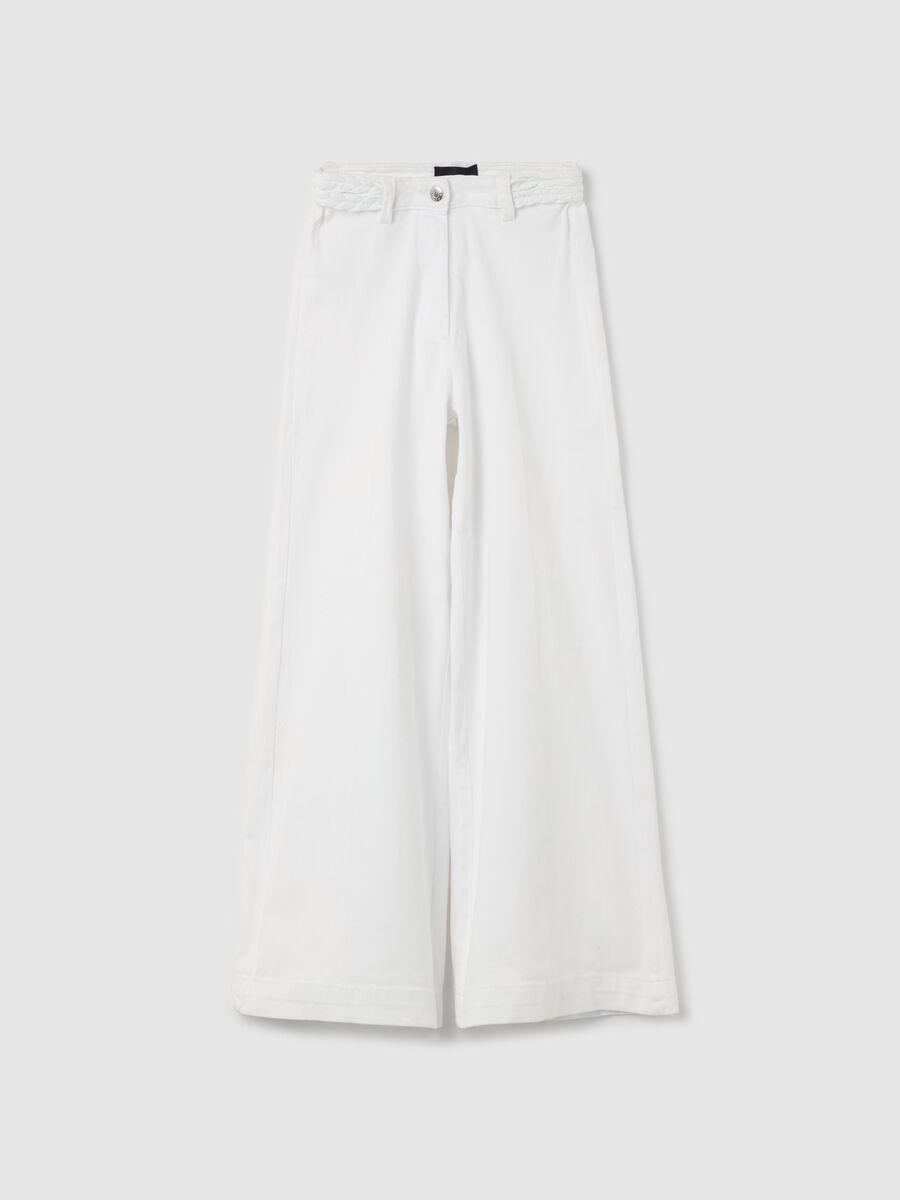 Wide-leg jeans with cable-knit detail_4