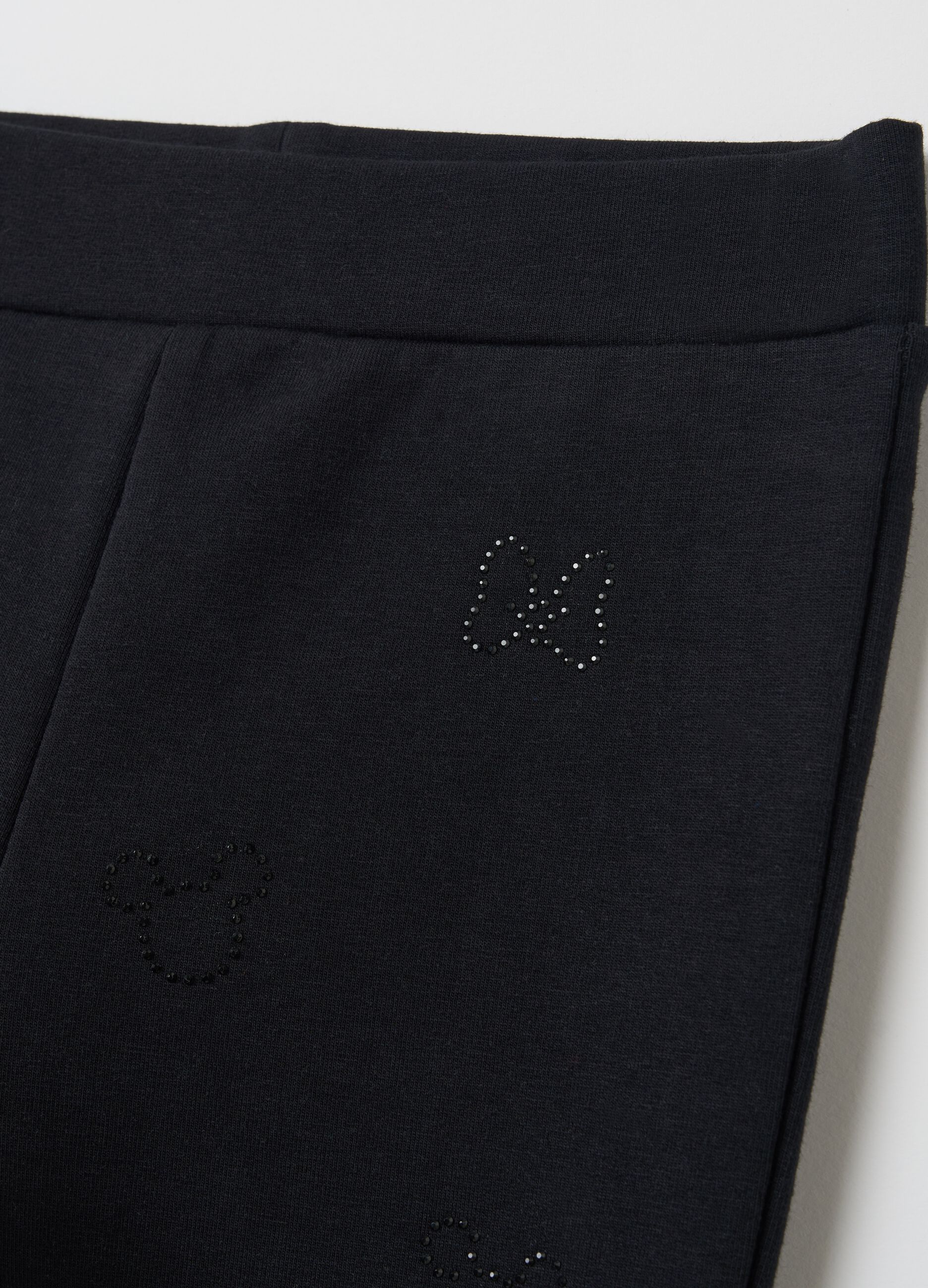 Treggings flare fit con Minnie di strass 