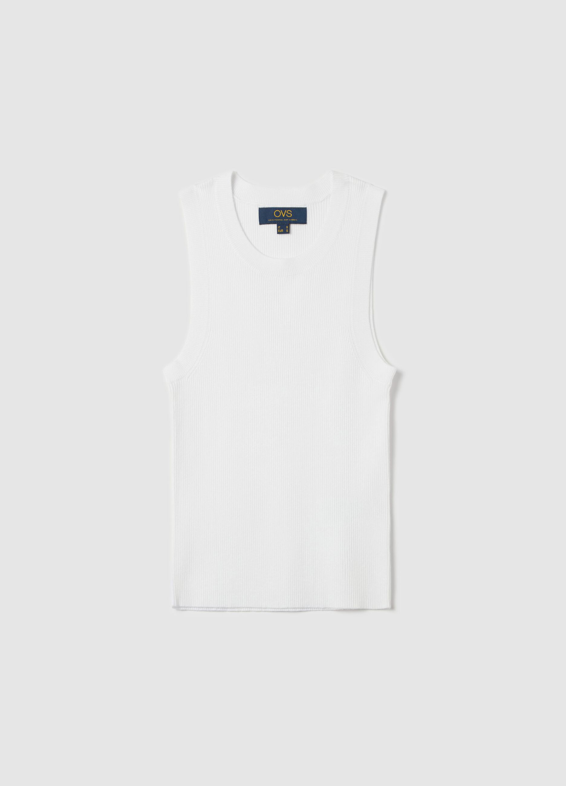 Ribbed tank top with halter neck
