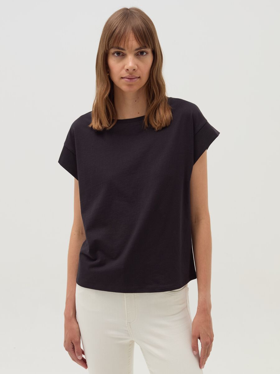 Cotton T-shirt with kimono sleeves_0