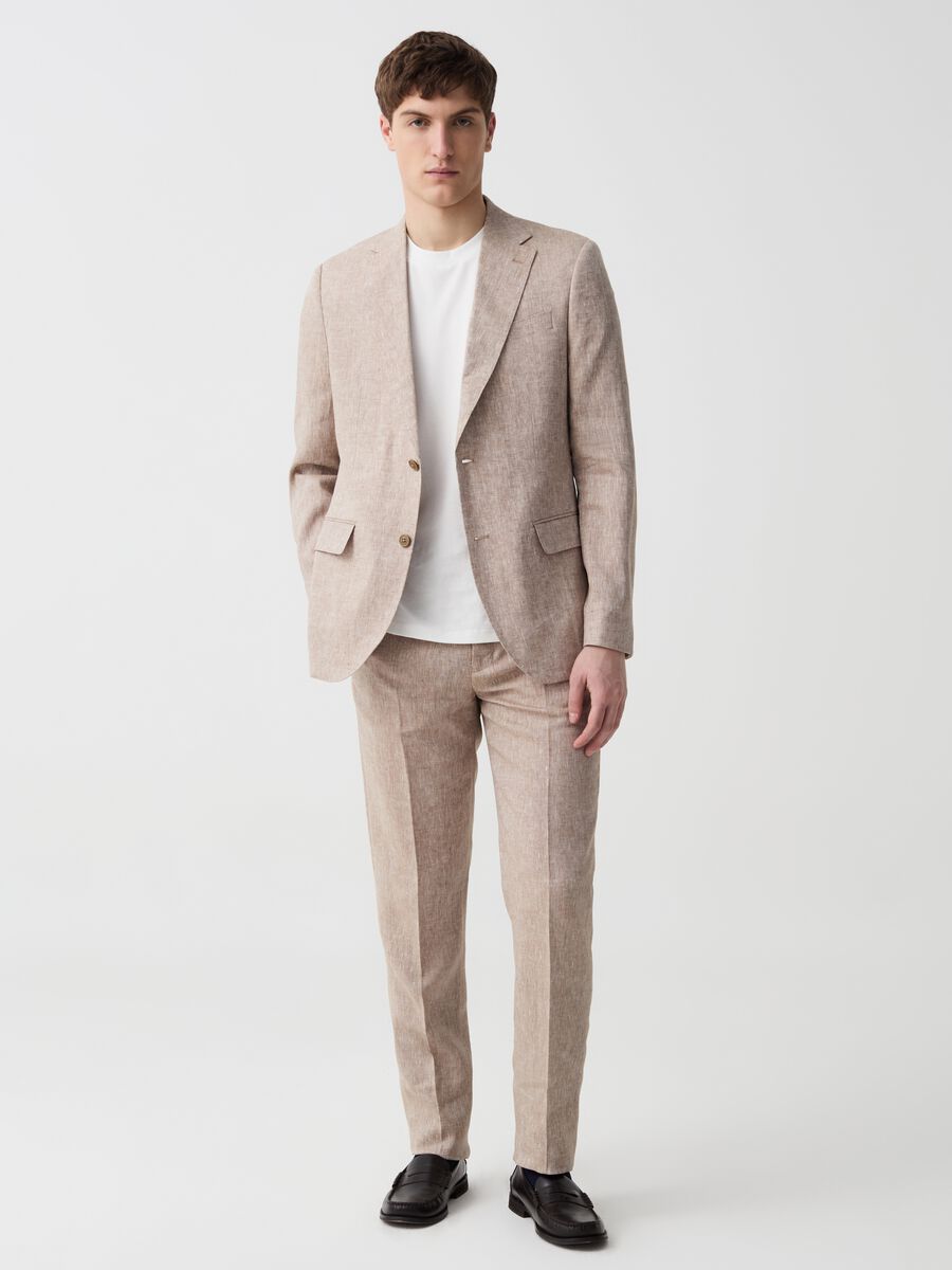 Slim-fit trousers in linen_0