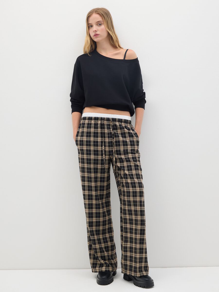 Pantaloni a quadri multicolor wide leg_0