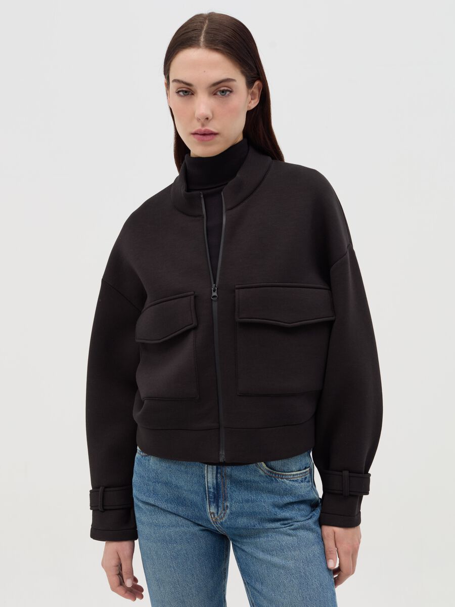 Bomber jacket with mock neck_0