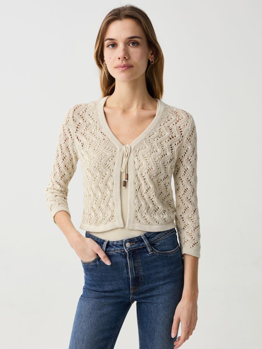 Cardigan cropped crochet in lurex_1