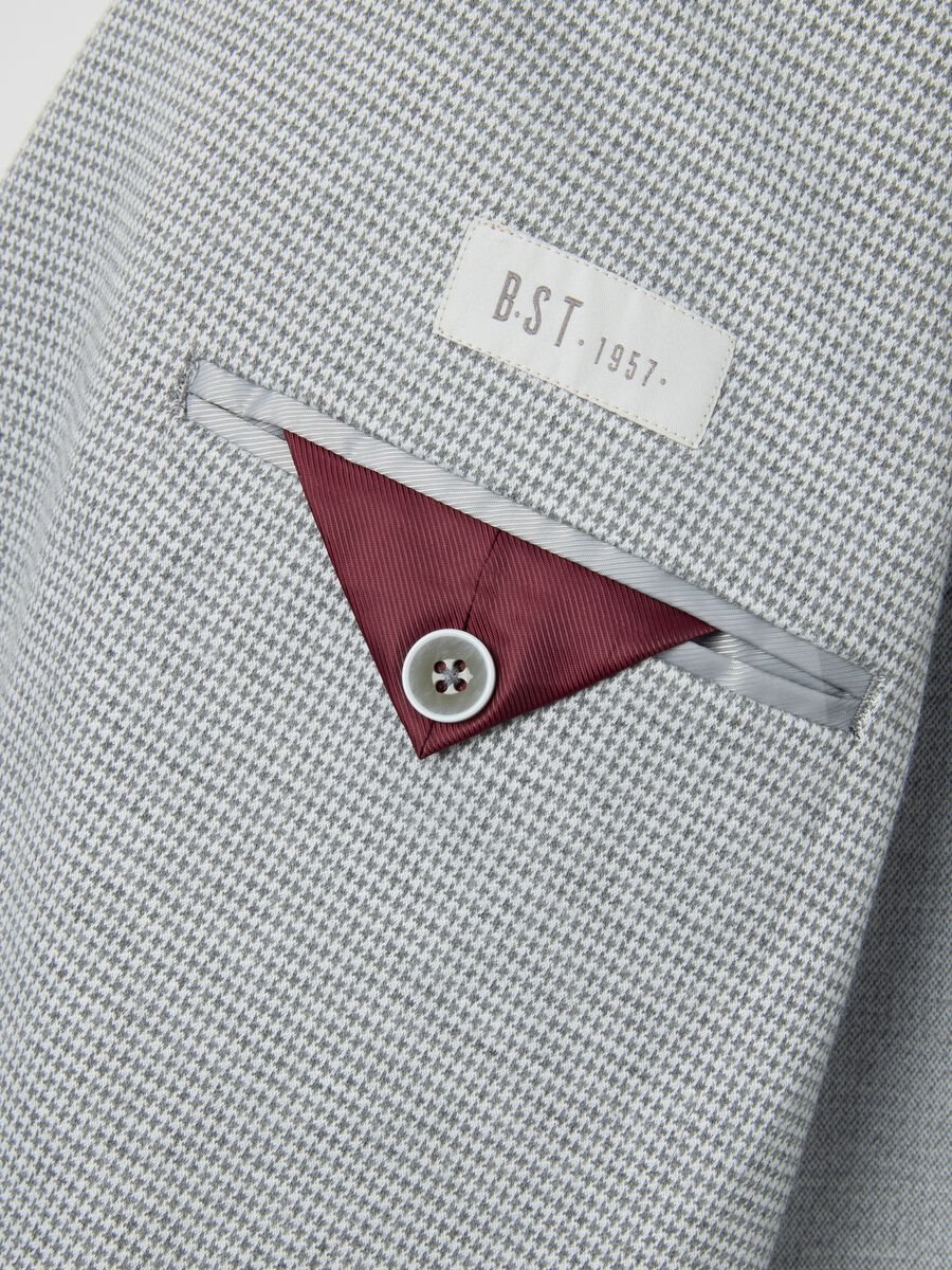 Blazer in misto cotone a quadri slim fit con bottoni_7