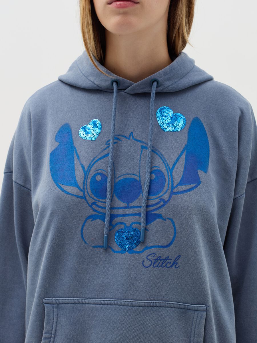 Sweatshirt with hood and Stitch print_3