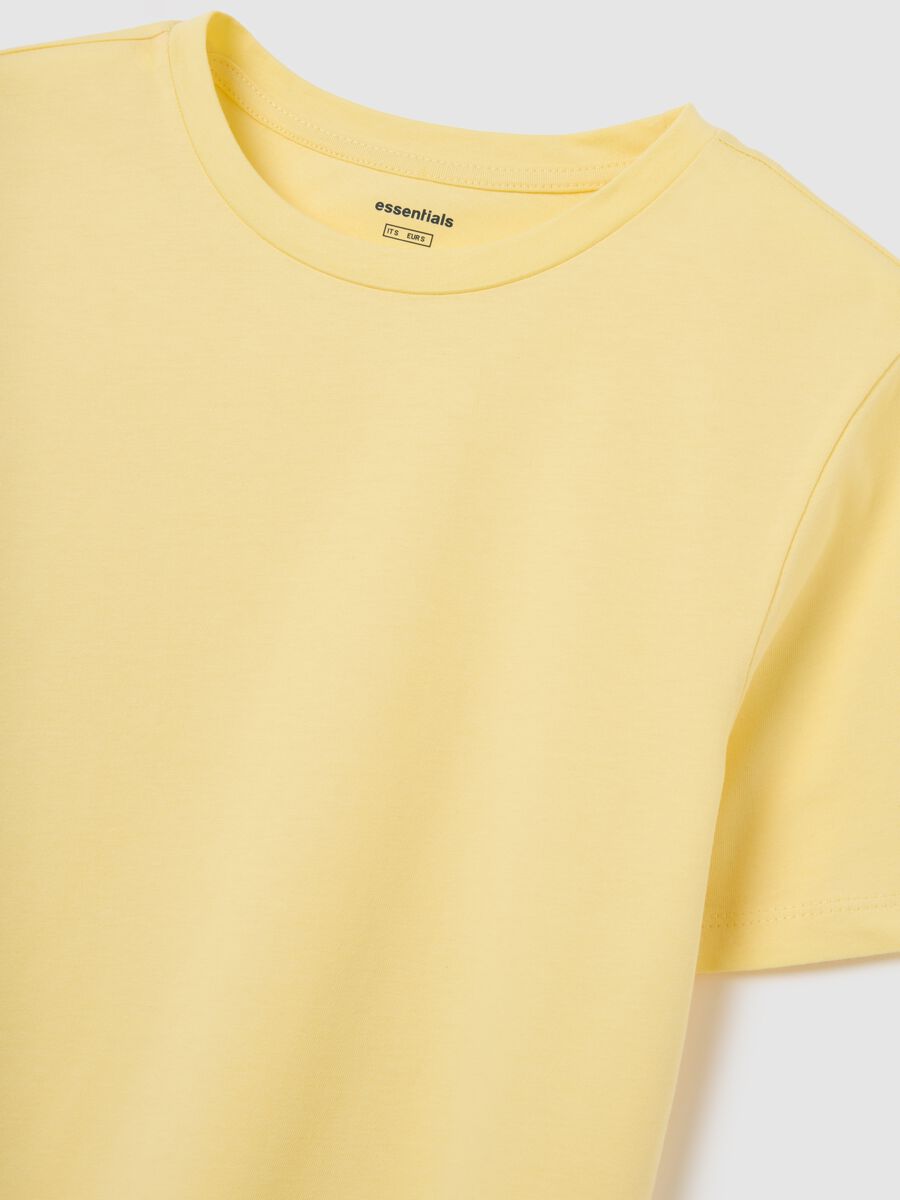 Yellow regular fit pure cotton women's t-shirt_1