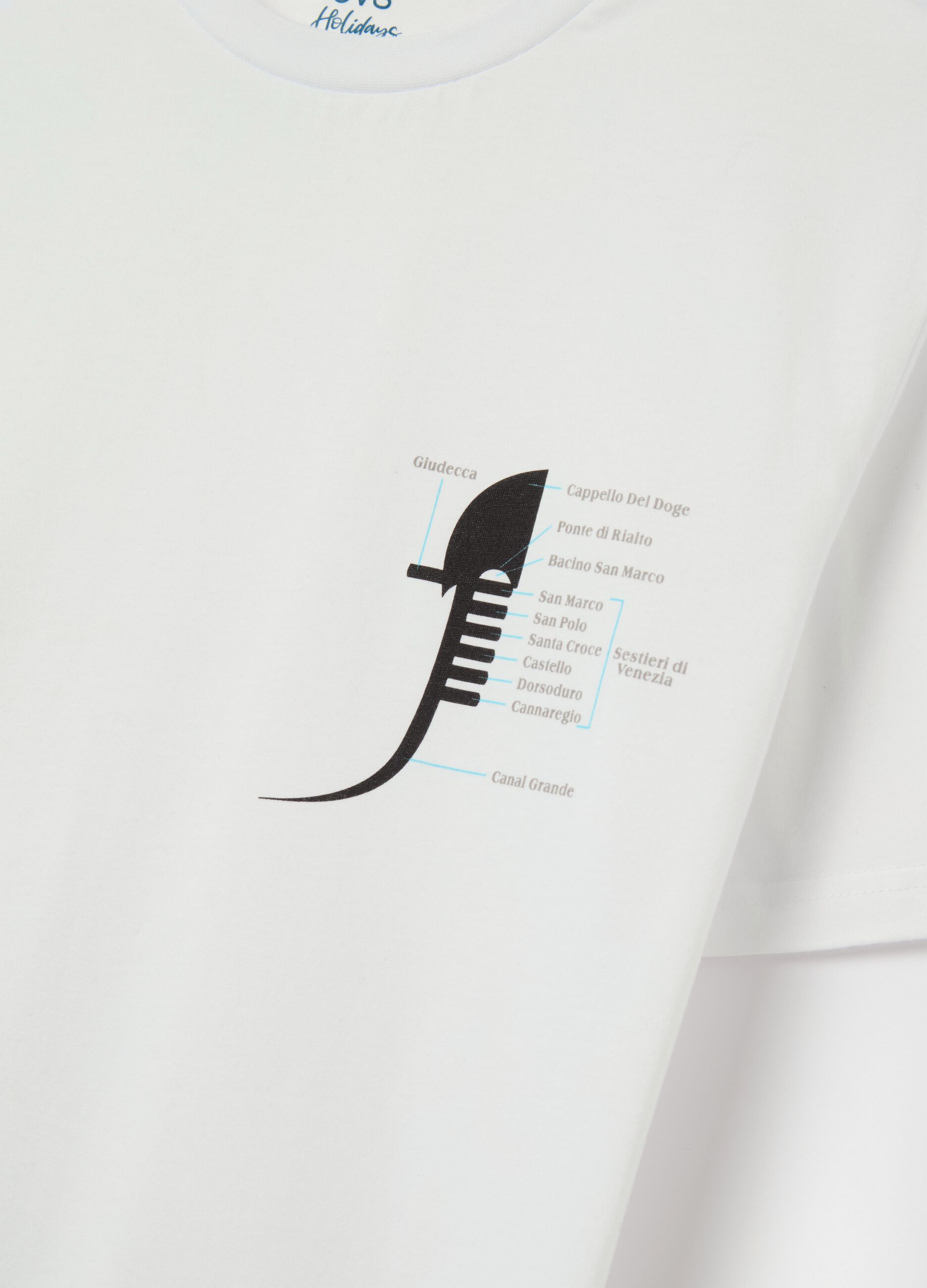 Cotton T-shirt with gondola prow head print