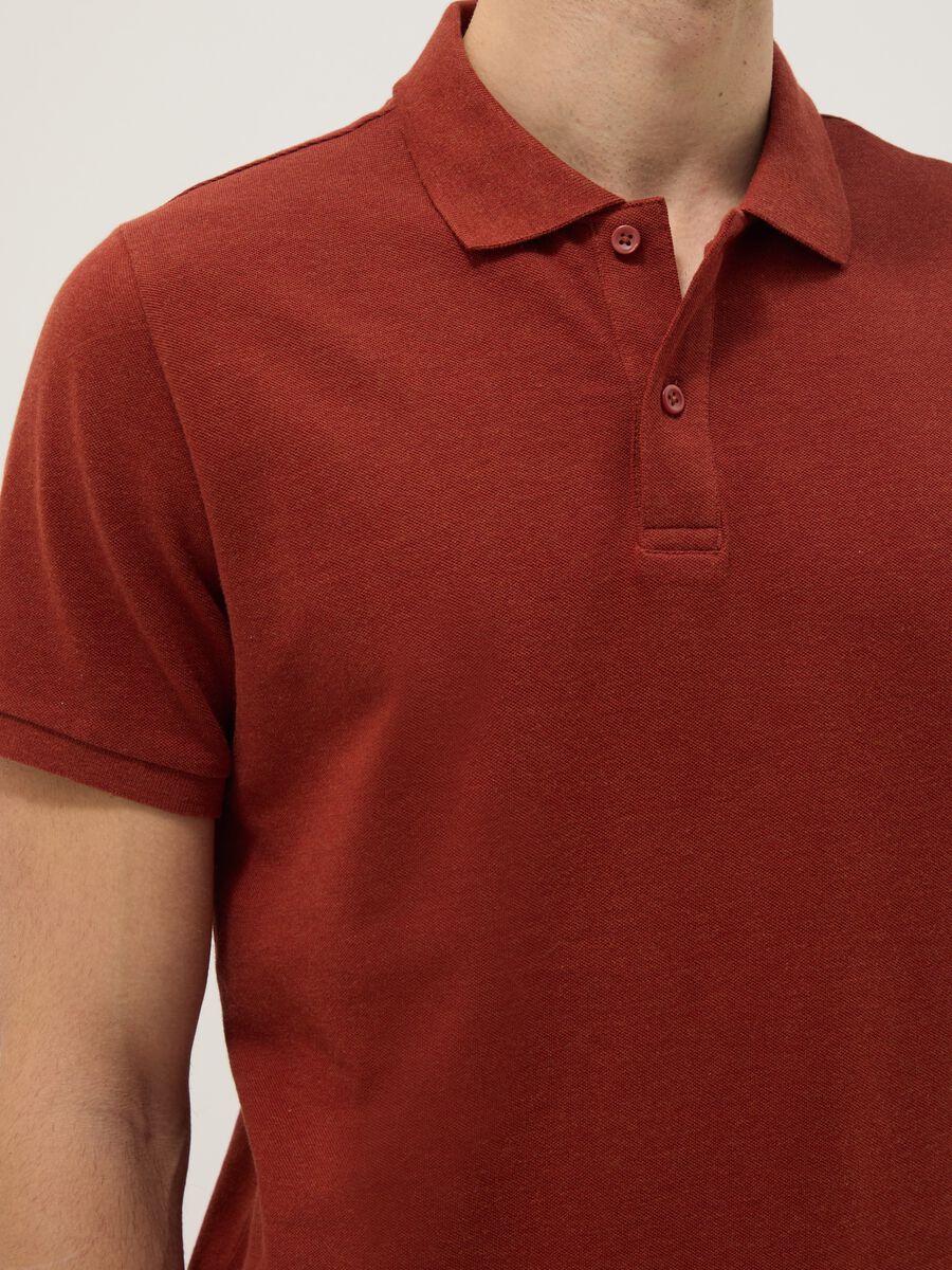 Red pure cotton short-sleeve regular fit polo shirt_4