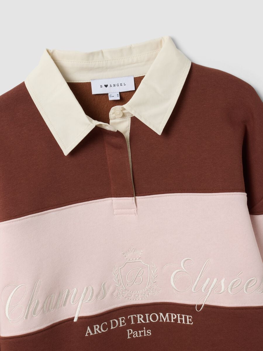 Brown striped cotton-blend sweatshirt with collar, relaxed fit_5