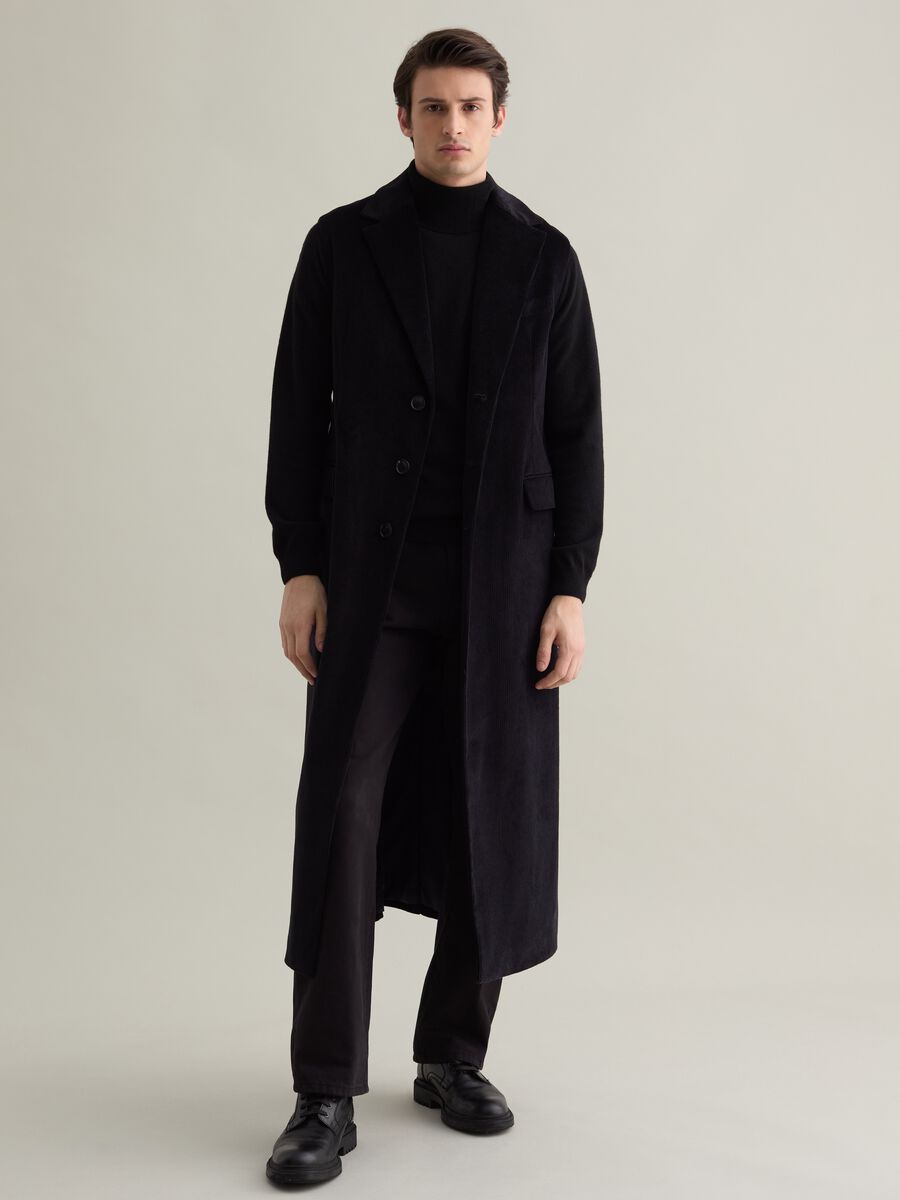Long double-breasted gilet in corduroy_0