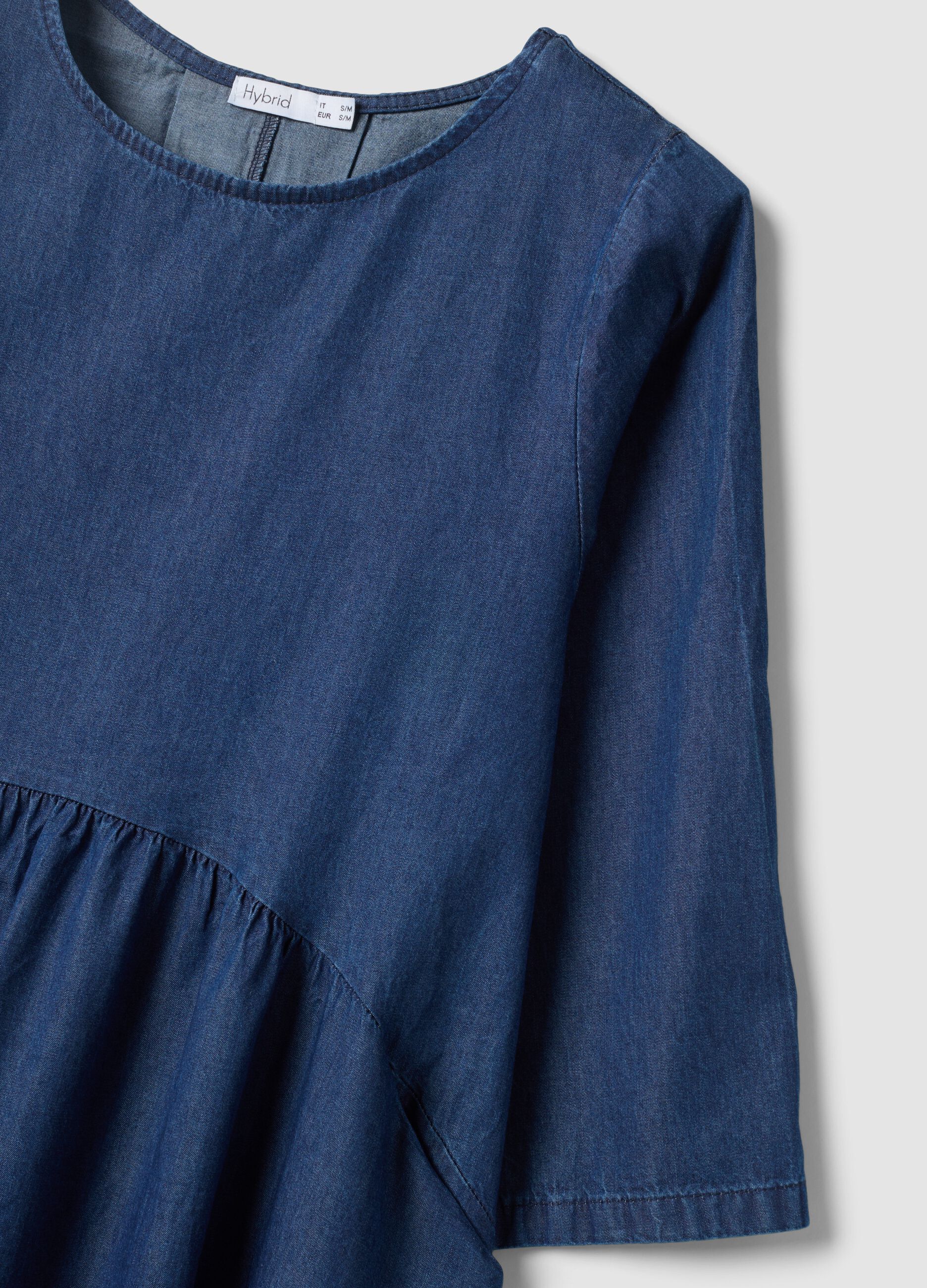 Blue pure cotton midi dress