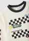 White pure cotton crew-neck T-shirt with racing print for baby boy_2