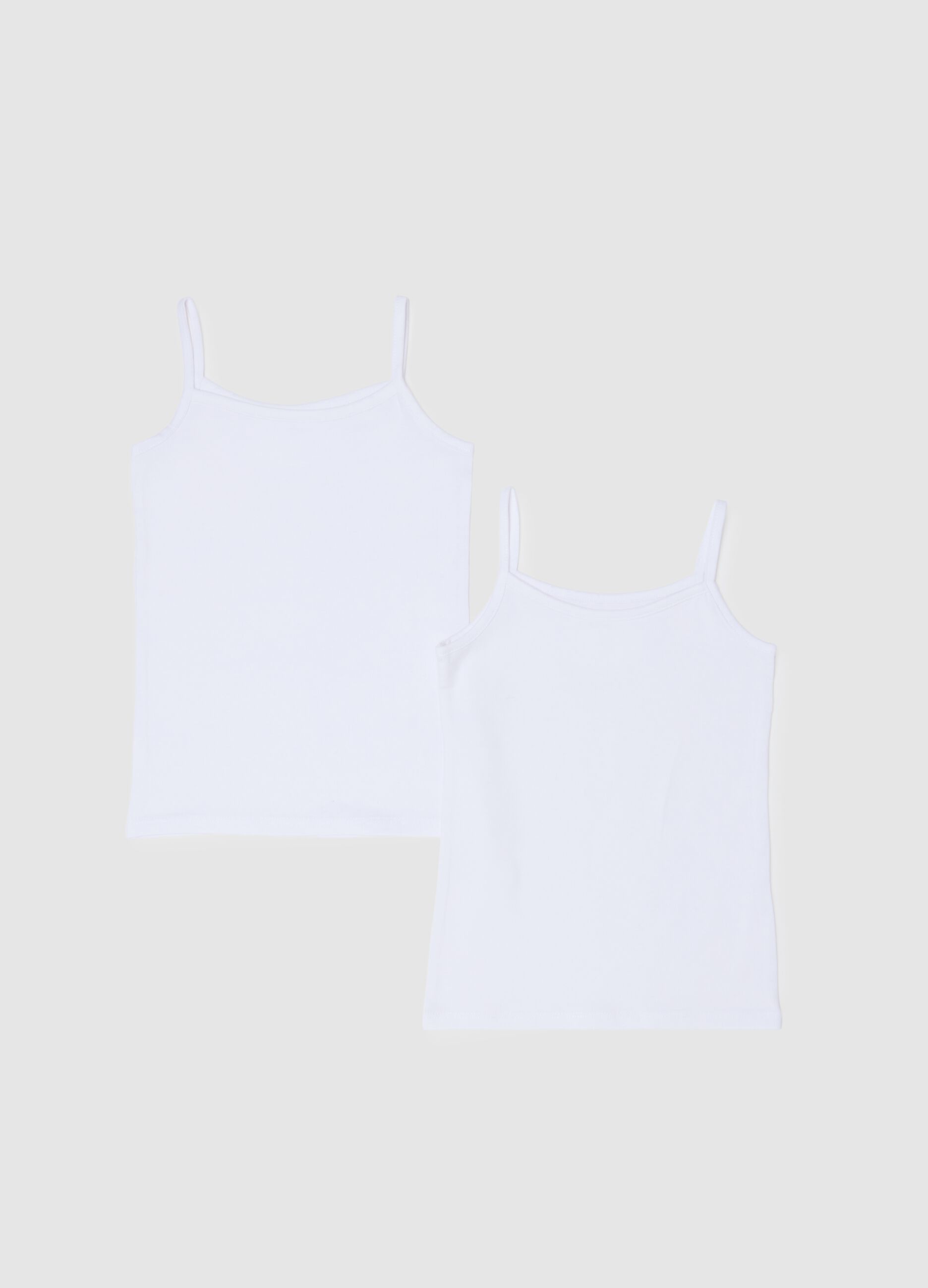 White stretch cotton girl's tank top twin pack regular fit