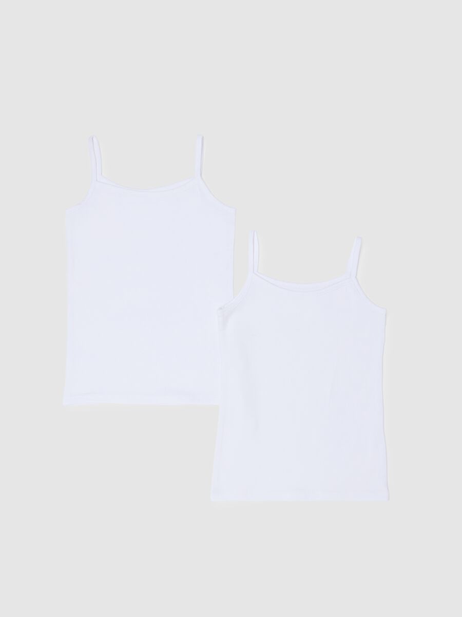 White stretch cotton girl's tank top twin pack regular fit_0