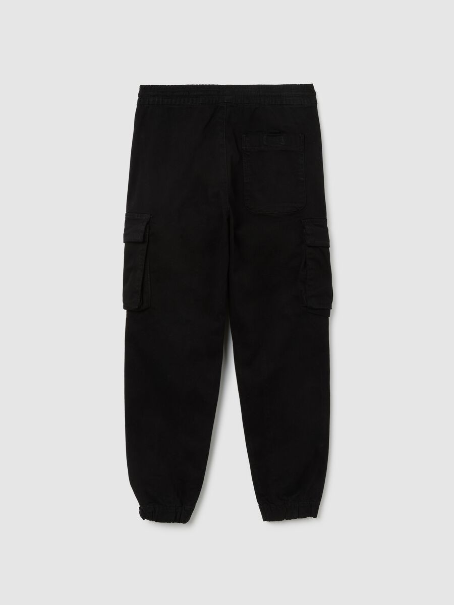 Pantaloni da ragazzo in misto cotone elasticizzato neri_4