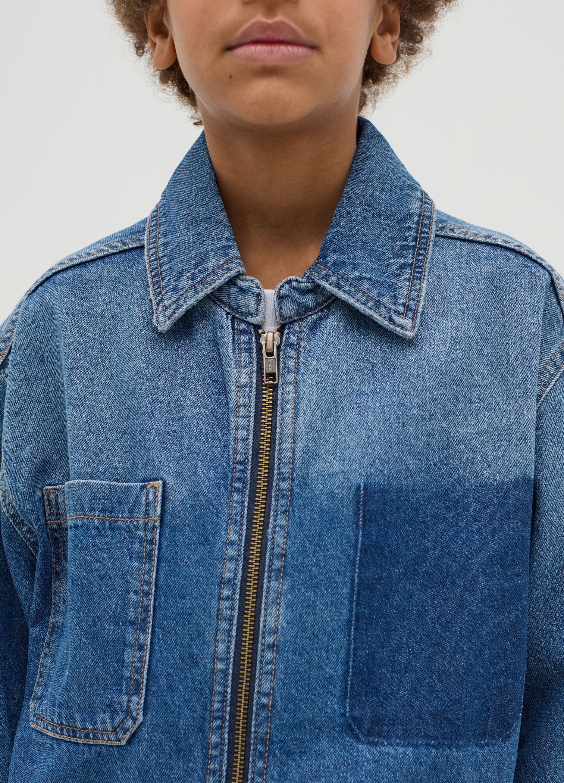 Giacca full-zip in denim
