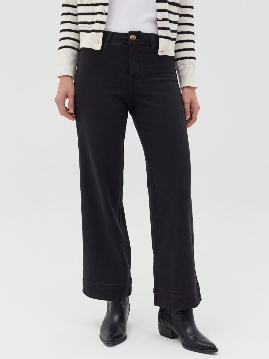 Flare-fit high-rise culotte jeans_1