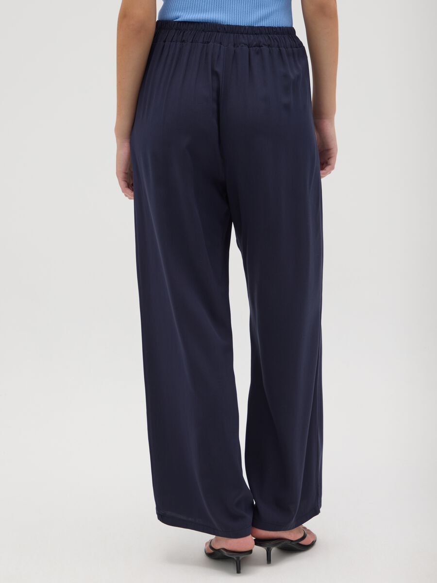 Women's trousers in pure blue viscose, regular fit_2