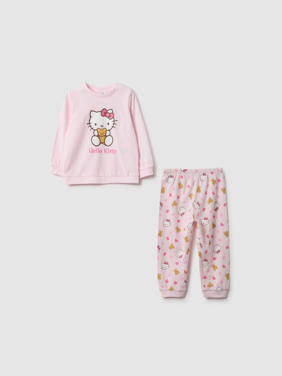 Baby girl's regular fit pink pure cotton pyjamas with Hello Kitty print_0