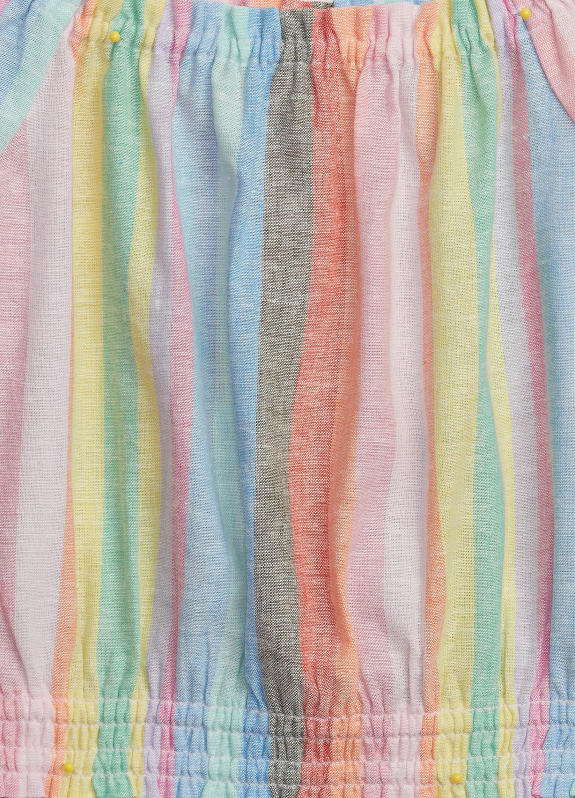 Top in cotone e lino maniche a palloncino_2