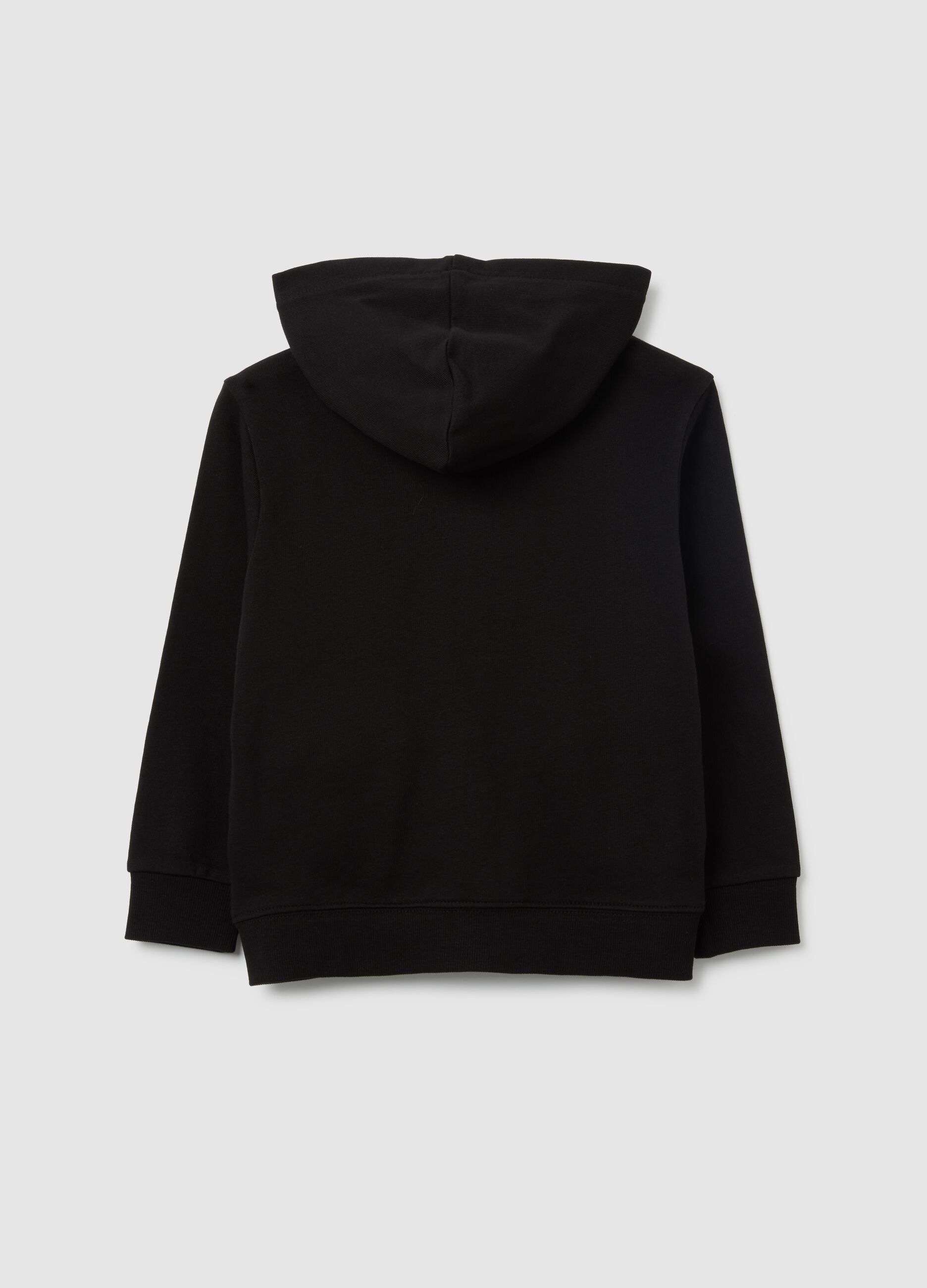Children's black pure cotton hoodie, regular fit