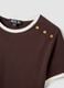 Brown pure cotton T-shirt with buttons, regular fit_2