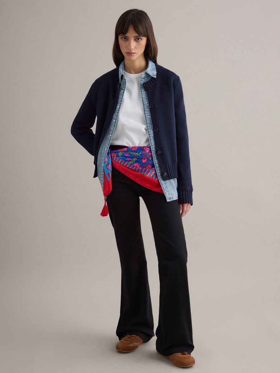 Regular fit pure cotton blue cardigan with buttons_1