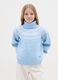 Girls' Light Blue Regular Fit Turtleneck Sweater with Jacquard Pattern_0
