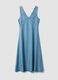 Light Blue Denim Midi Dress in 100% Lyocell, Sleeveless_4