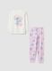 Pigiama bianco e rosa in puro cotone organico con stampa Stitch_0