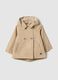 Beige cotton blend regular fit jacket for girls_0