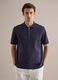 Short-sleeved blue pure cotton polo, regular fit with zip_0