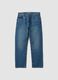 Jeans denim azzurro in puro cotone straight fit_0