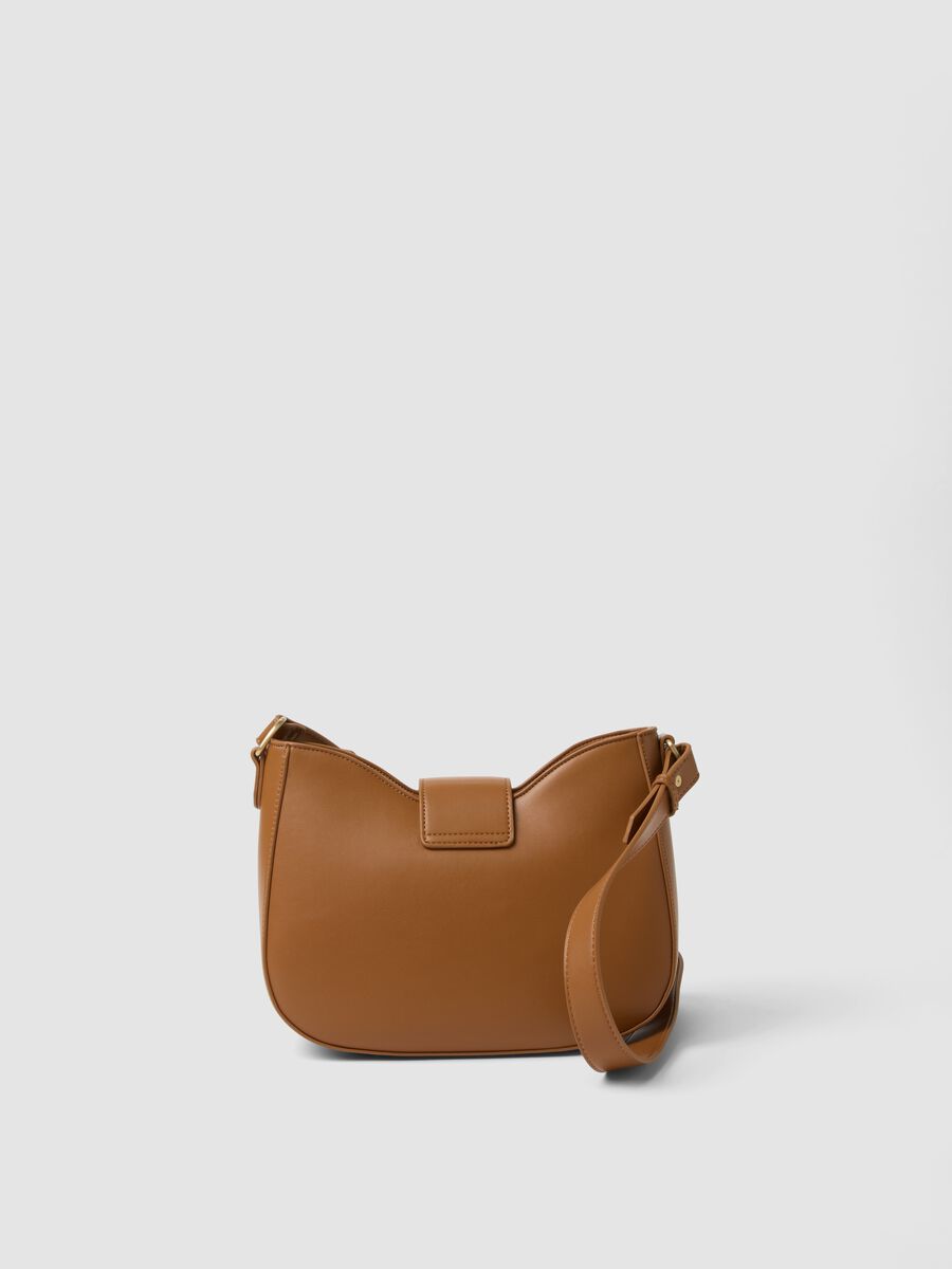 Brown shoulder bag with flap and adjustable strap_1